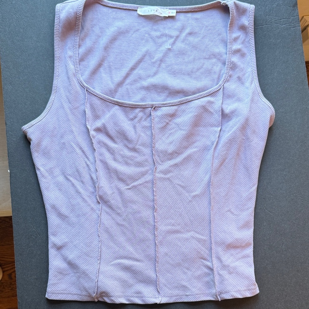 Lush Light Purple Ribbed Tank Top